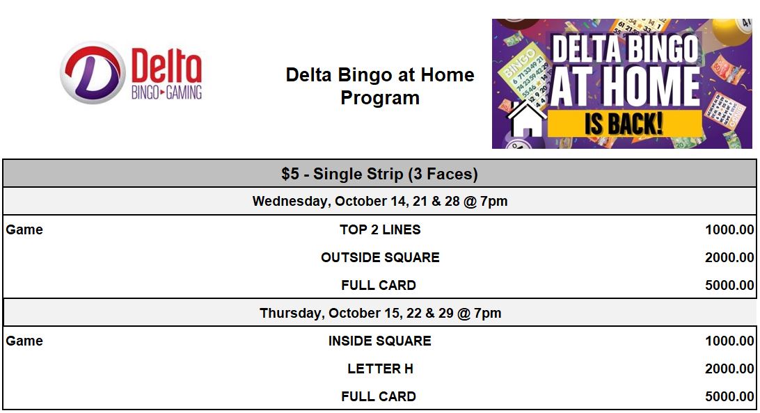Delta Bingo Mississauga Program